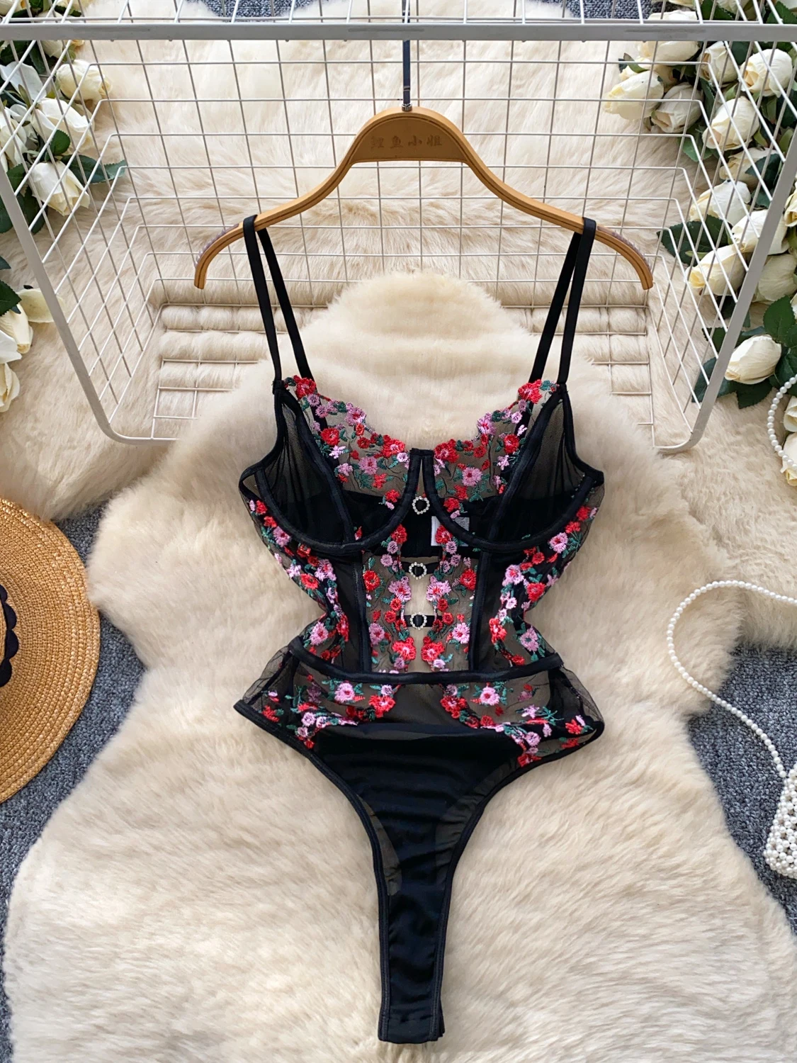 

Women Black Gothic Embroidery Jumpsuits Vintage Overalls Off Shoulder Patchwork Playsuits Exotic Sexy Rompers Coquette Clothes