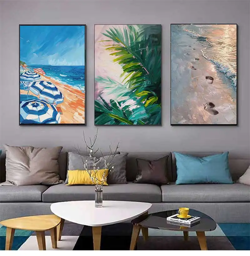 Beach Girly French Summe Cactus Palm Tree Sea Turtle Seashells Poster Print Wall Art Pictures Canvas Painting Room Home Decor