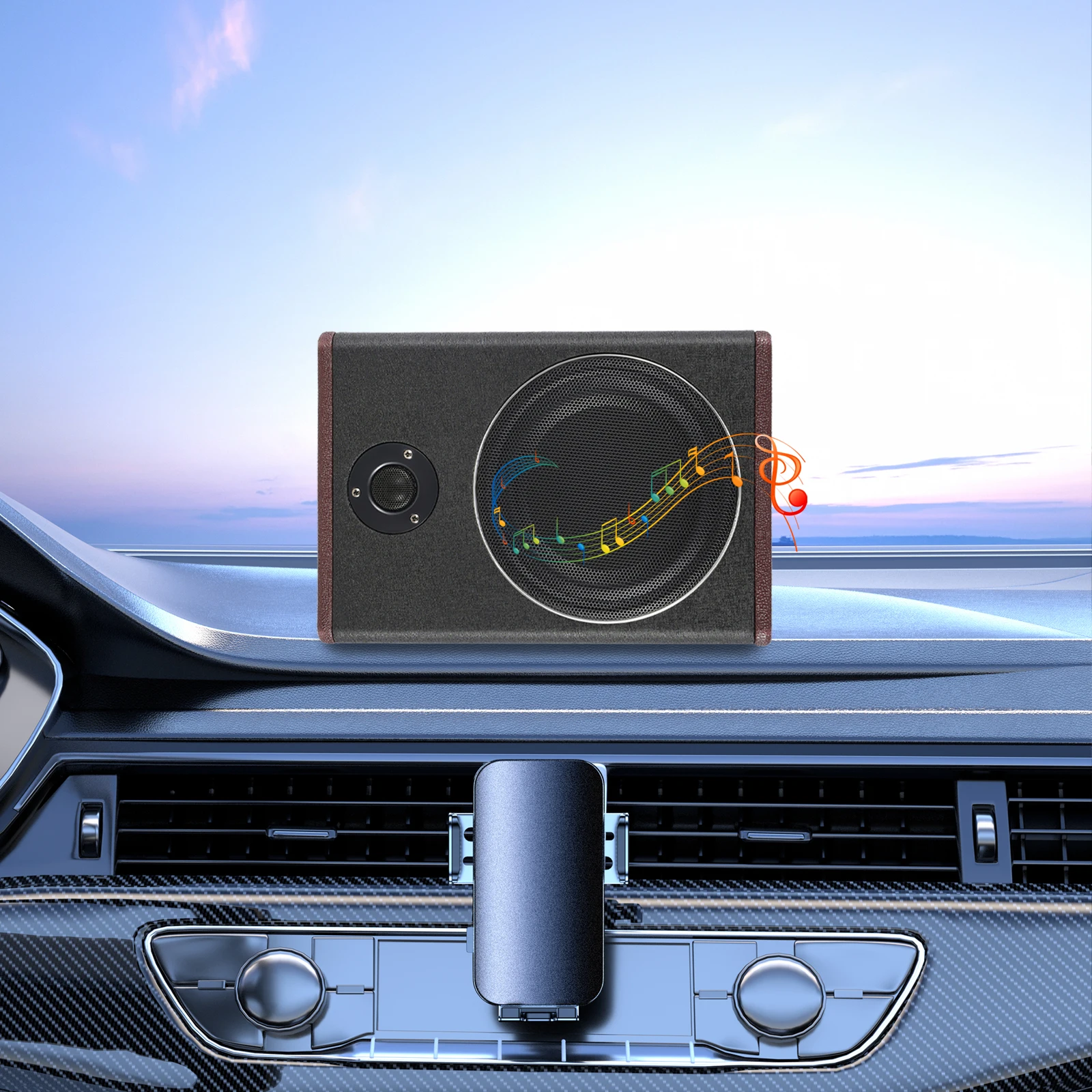 8-Zoll-Edelstahl, ultradünn, Auto-Untersitz, aktiver Subwoofer, Auto-Lautsprecher, 8 Zoll,