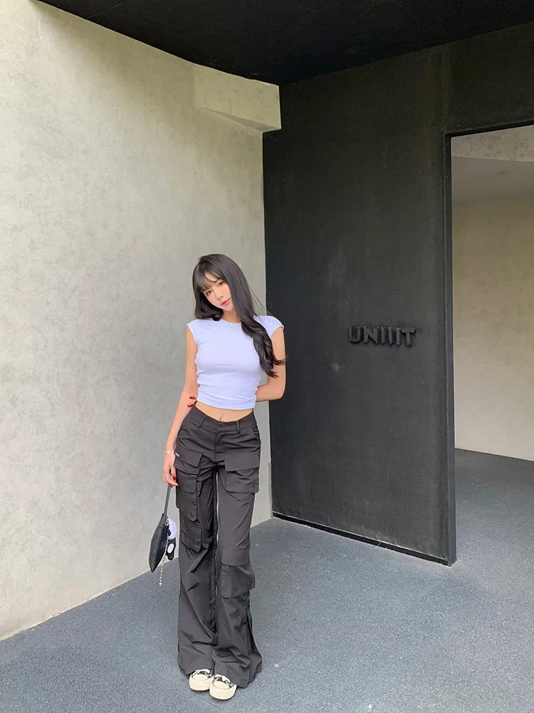 

Liuu High Waist Flared Workwear Pants Women's Casual Slimming Straight Leg Bla Floor-Length Pants Korean Sle Commute