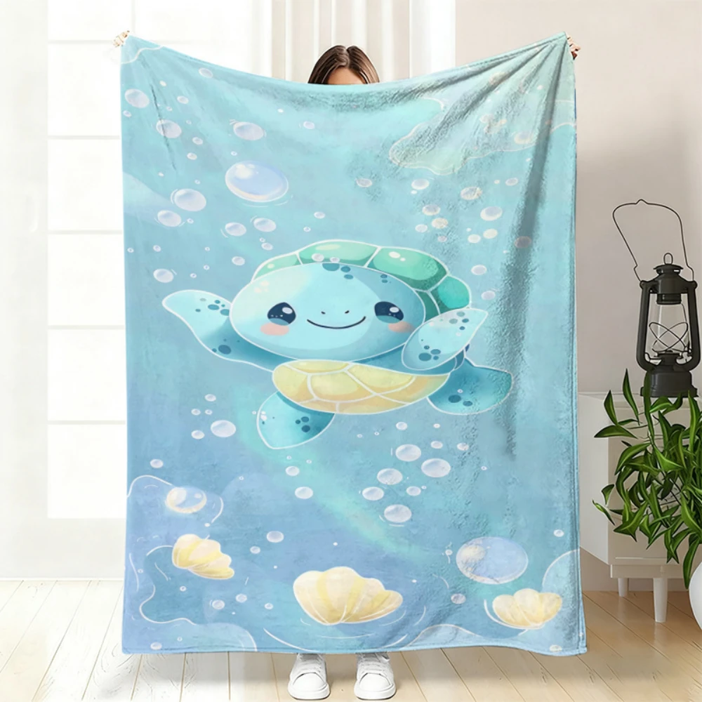 Cute Jellyfish Starfish Ocean Print Throw Blanket bedroom reading sofa Blanket rest nook courtyard Birthday Anniversary gifts