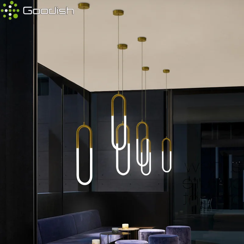 

Modern Minimalist Nordic Multi Shaped Paperclip LED Pendant Lights Art Creative Lamps for Living Room Home Decoration Chandelier