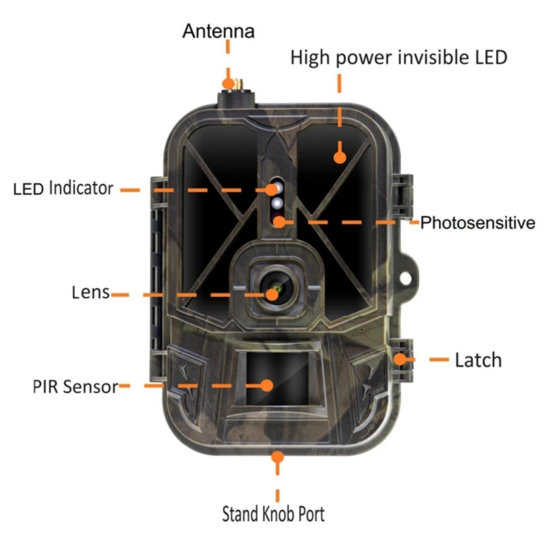 Cámara de vida salvaje 4G 4K 36MP con Control de aplicación y visión nocturna LED, visión nocturna IR, detección 120, IP65, resistente al agua