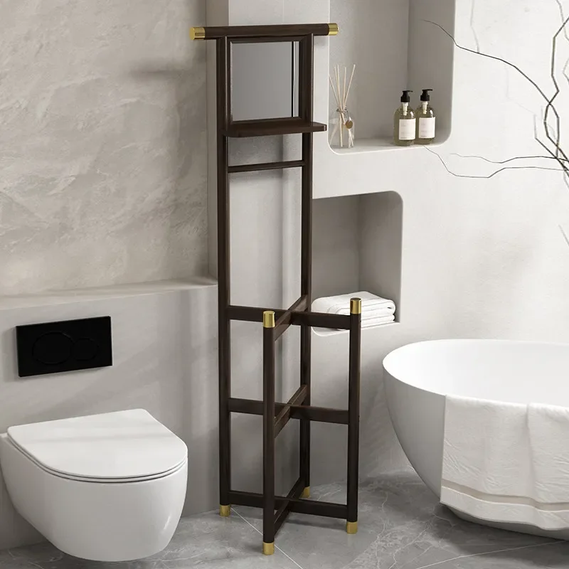 Washbasin Shelf Floor-to-ceiling Household Old-fashioned Simple Multifunctional Toilet Bathroom Washstand Shelf with Mirror
