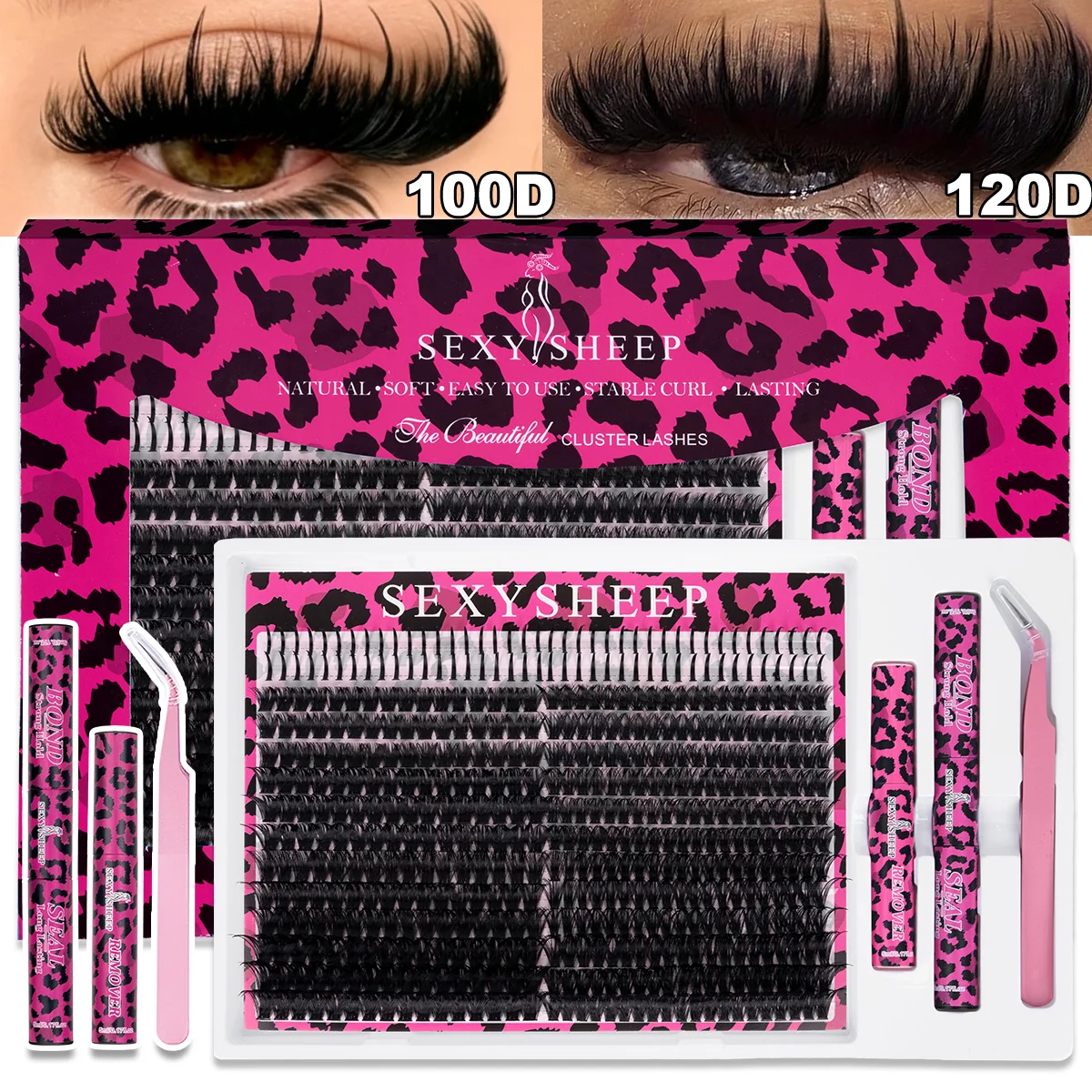 DIY Einzel-Wimpernverlängerungs-Set Dicke, Flauschige Wimpernbüschel D-Curl mit Kleber und Pinzette Halloween-Festival-Geschenk – Detail 8
