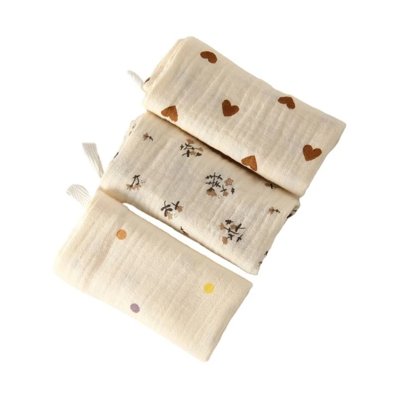 مجموعة J15U مكونة من 3 قطع منشفة مربعة الشكل للأطفال ناعمة ومسامية من 4 طبقات من قماش التجشؤ منديل صغير لحديثي الولادة مريلة #3