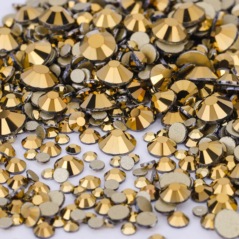 QIAO Kristall Non-Hotfix SS4-SS20 Gemischte Größen 1440 Stück Goldene Flache Strasssteine Dekorationen DIY Glitzersteine 3D Nagelkunst – Detail 11