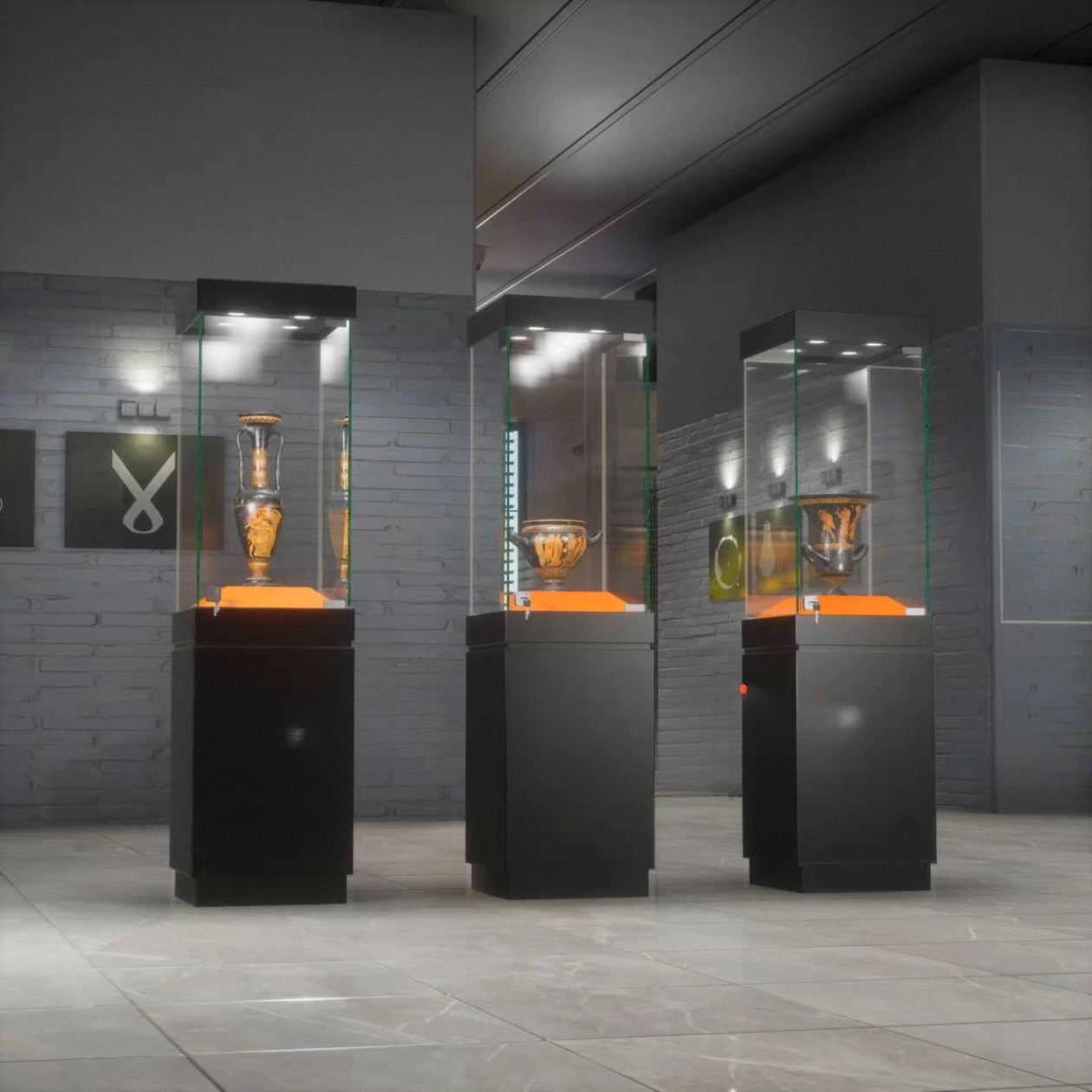 Museum  Counter Antique Porcelain   Merchandise Glass Display Cabinet Merchandise Display Cabinet Customization