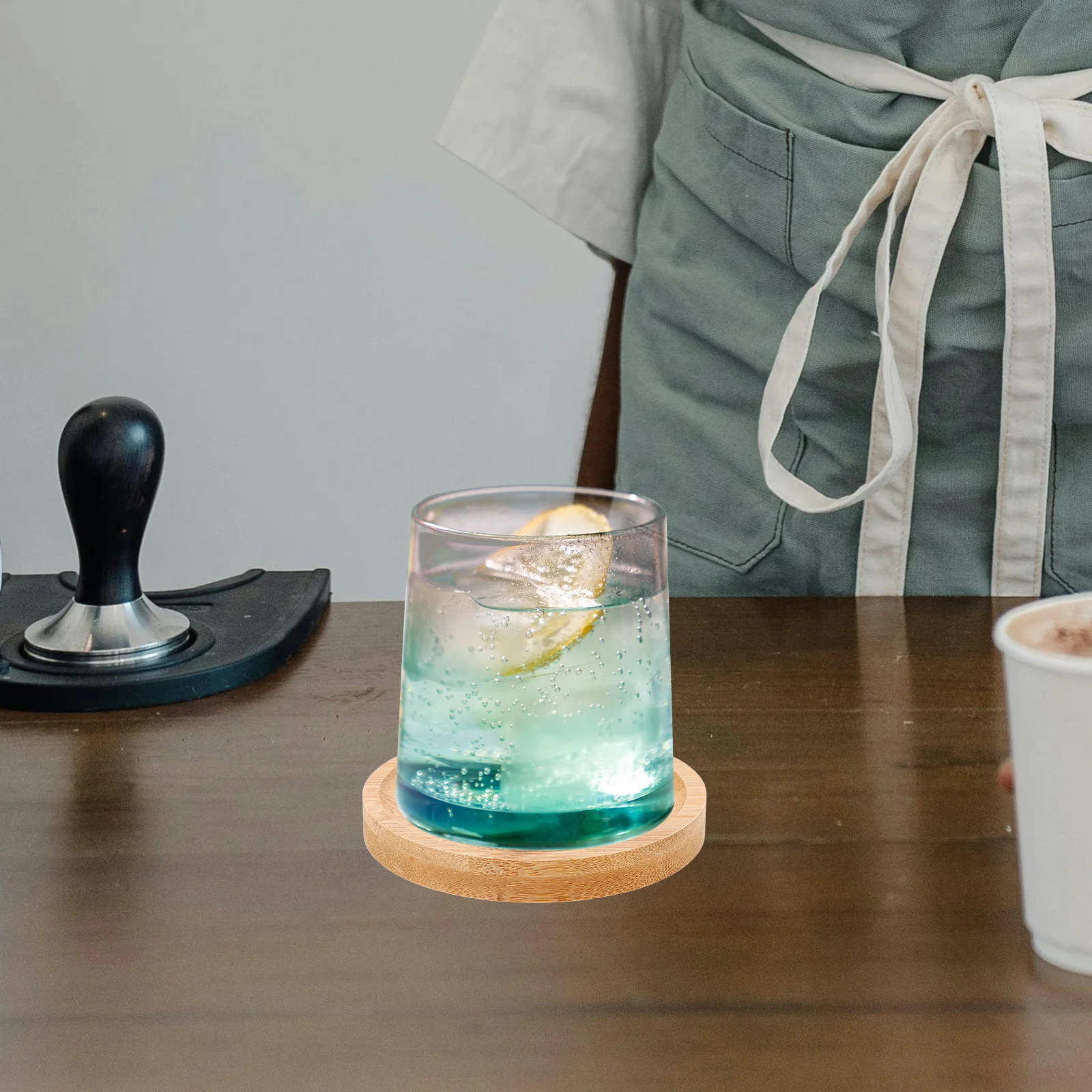 

2Pcs Rotating Whiskey Glass Bamboo Coasters Sturdy Bamboo Bases Smooth Rotation Cup Coaster for Whiskey Tasting