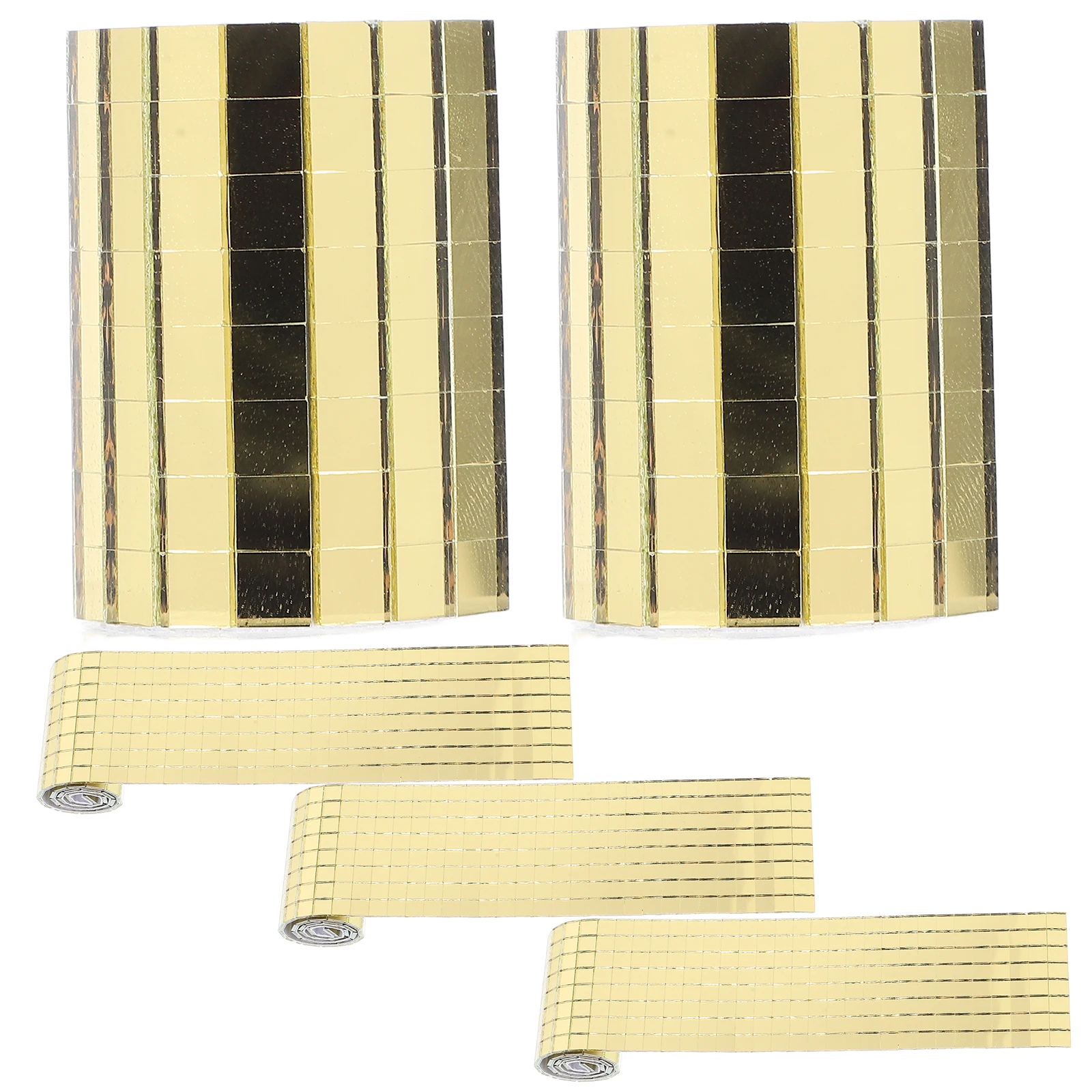 

5 Pcs Mosaic Wall Stickers Diy Mirror Craft Tiles Door Decal Decoration Golden Adhesive Background Decorative