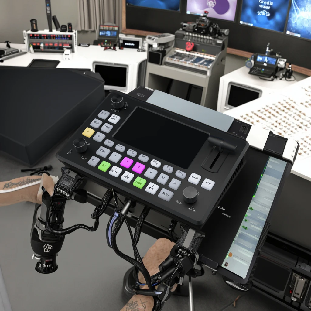 2026 EZOLEN Five Way PGM PVW Control T-Bar Rocker Menu Knob Video Switcher for Live Streaming Supports up Two Layers for Confere
