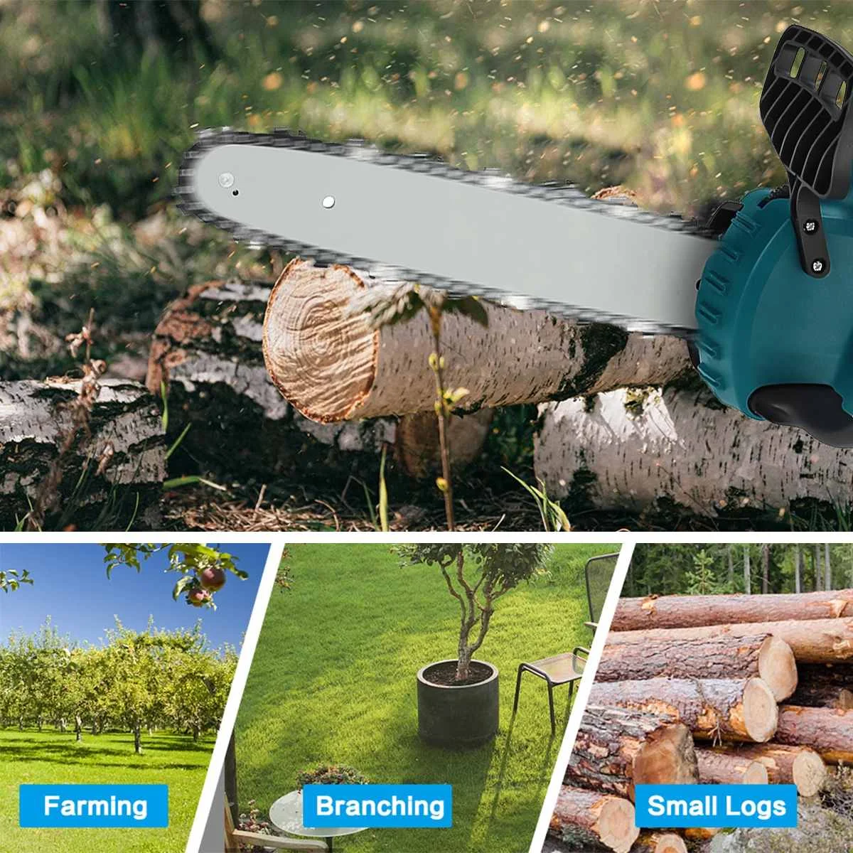 Imagem -02 - Brushless Elétrica Motosserra sem Fio Handheld Chain Saw Jardim Madeira Ramos de Árvores Ferramenta de Corte para Makita Bateria 18v 10