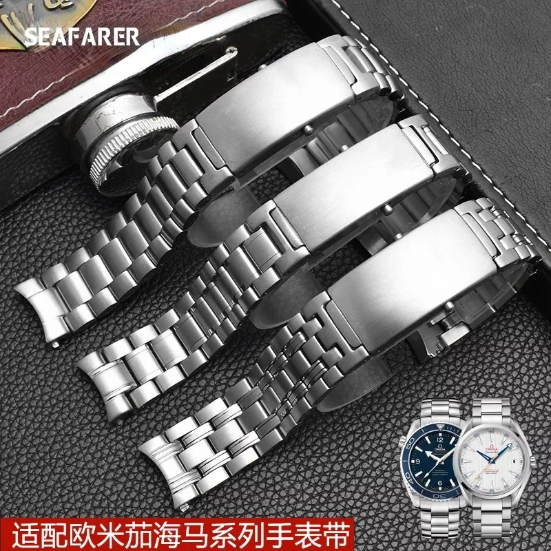 Solid Stainless Steel Watchbands for Omega Seahorse 007 Seamaster Speedmaster Men'sWatch Strap Ocean Universe 600 18mm 20mm 22mm