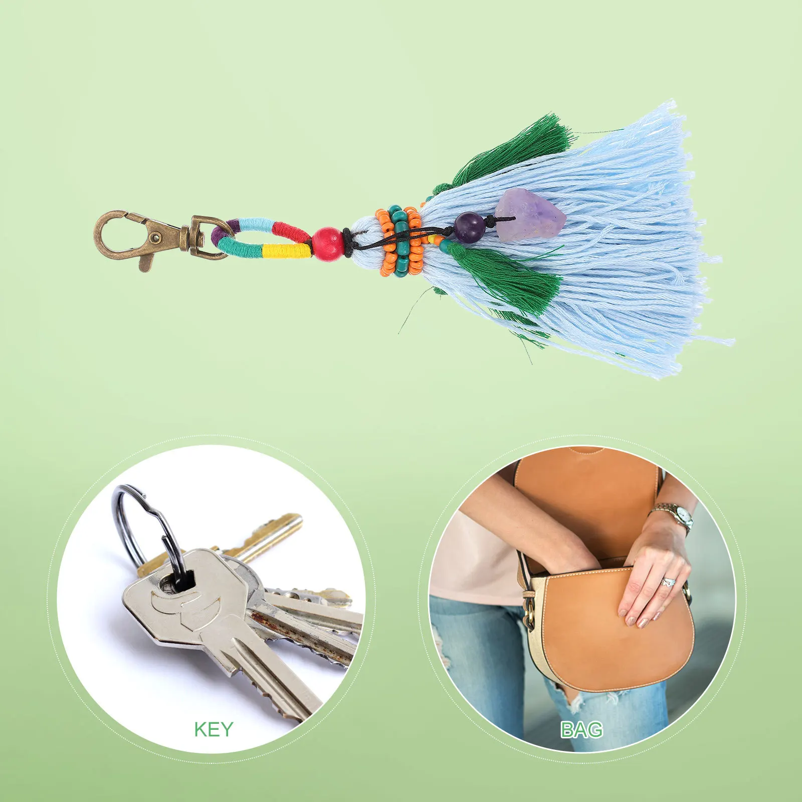 

Wool Tassel Keychain Car Accessories Fringe Pendant Yarn Rear View Mirror Decor Bohemian Bag Charm H made Creative Gifts