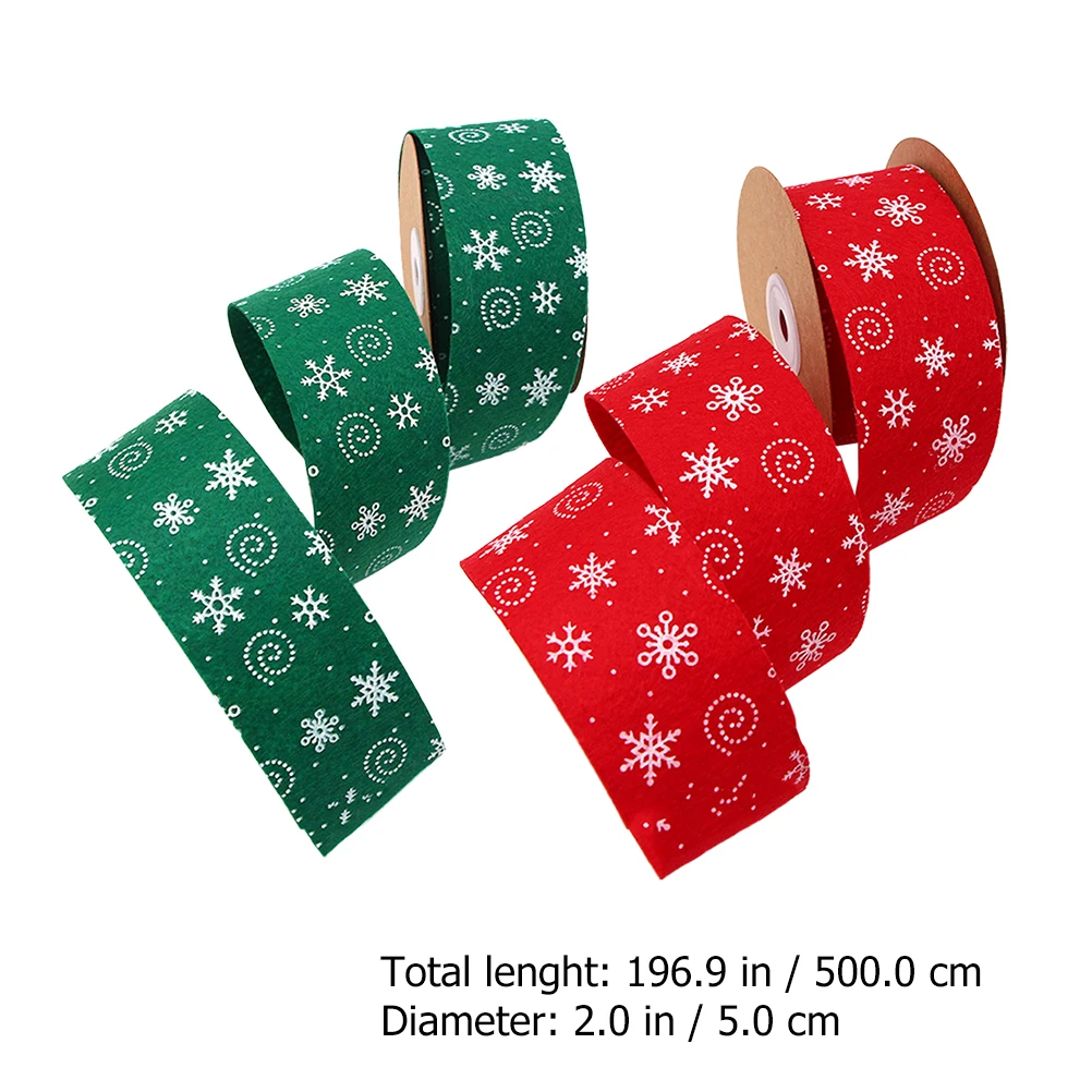 

2pcs 2 Rolls Christmas Ribbon Snowflake Pattern Red Xmas Decorative Craft DIY Wreath Gift Wrapping Decoration Accessories