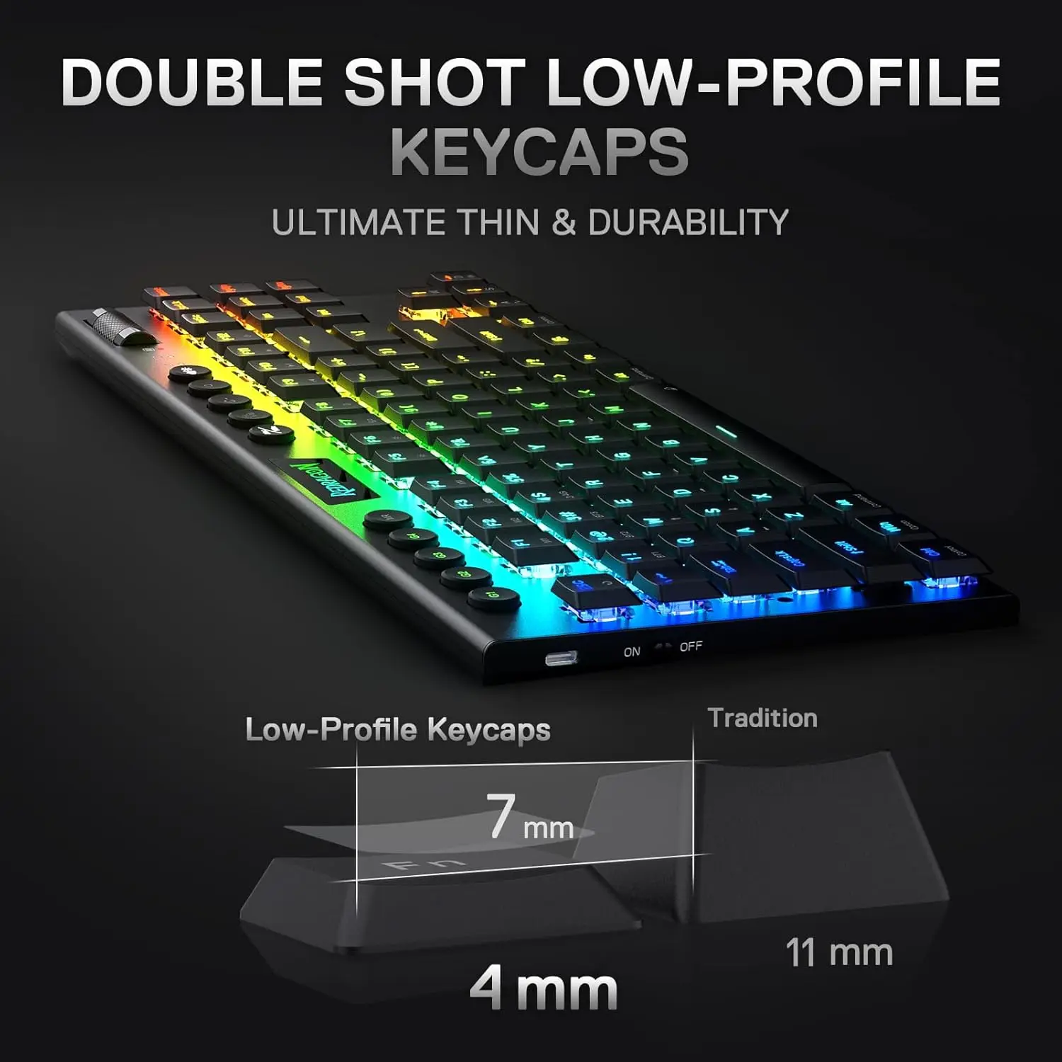 Redragon K621 Horus TKL Tastiera meccanica wireless RGB a basso profilo cablata 80% interruttori Bluetooth ultrasottili rosso/marrone/blu