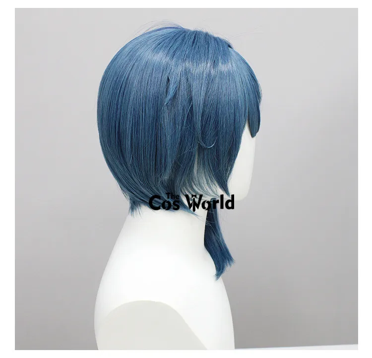 Genshin Xingqiu 35 cm kurze gerade Spiele Cosplay Perücken Faser hitzebeständiges Kunsthaar + Perückenkappe
