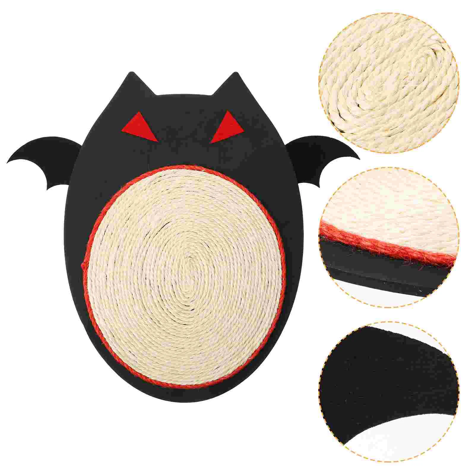 Sisal Mat Cat Scratcher Toy Cat Grinding Claw Toy Carpet Mat Halloween Bat Pet Supplies (Black)