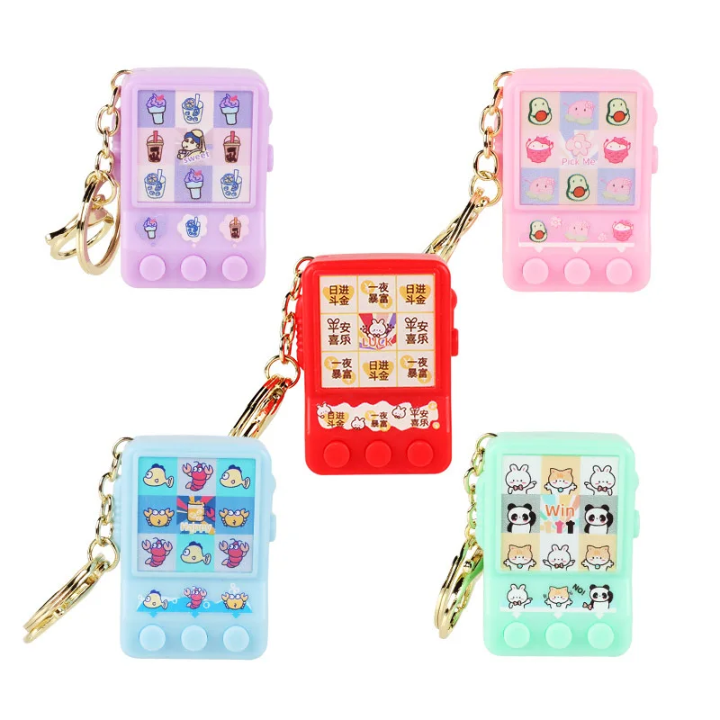 Mini Electronic Lottery Machine Electronic Game Machine Keychain Pendant Kids Portable Funny Handheld Game Draw Machine Gift