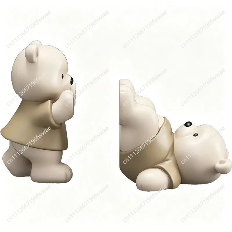 Bear Book End Figurine Cream Style, Little Decorations, Living Room, Hallway, Wine Cabinet, Bookcase, Home Decor, Birthday Gift