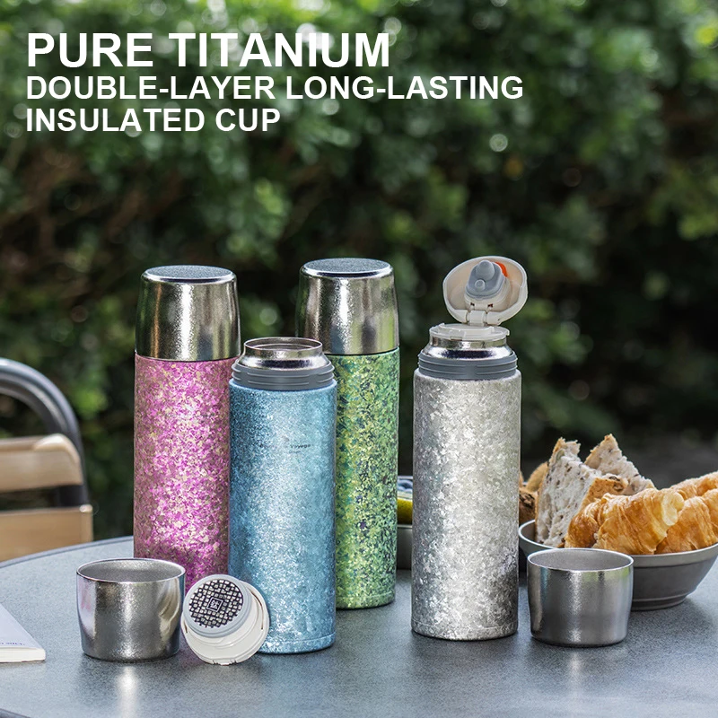 

Pure Titanium Double-Layer Long-Lasting Insulated Cup,Portable,Ultra Light And Healthy, Outdoor Camping Travel Sports Water Cup