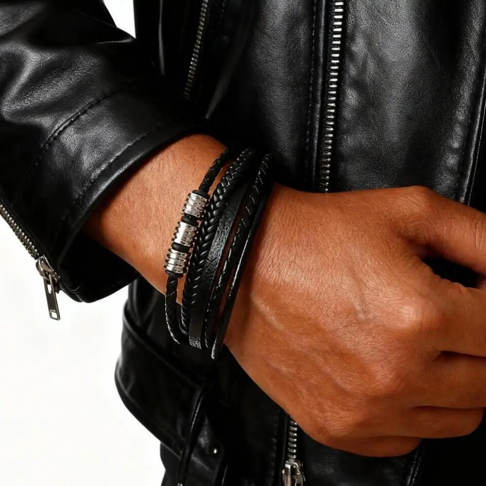 Stilvolles Herren-Lederarmband, handgefertigtes geflochtenes Lederarmband, neuer Stil, Modeschmuck, Geschenk für Ihn