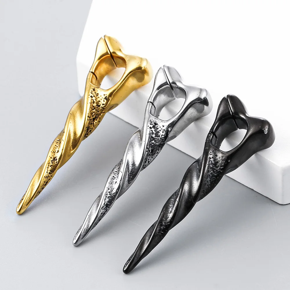 Giga 1/2Pcs 12mm(1/2") Sharp Cone Stainless Steel Ear Weights Hanger Dangle Gauges Earrings for Stretched Piercing Body Jewelry