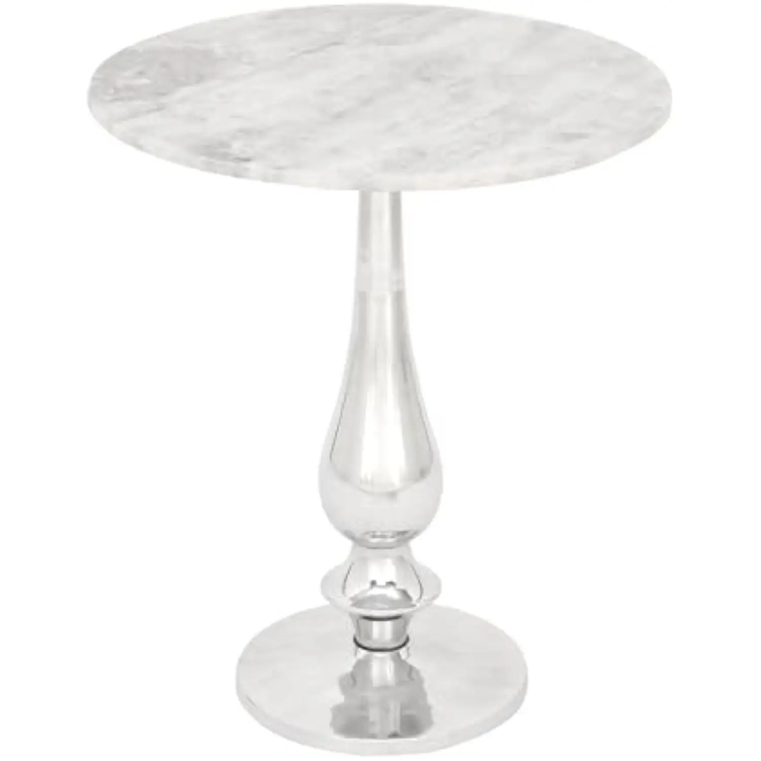 

Marble Side End Accent Table End Table with Silver Aluminium Base, Side Table 20 X 20 X 24, White