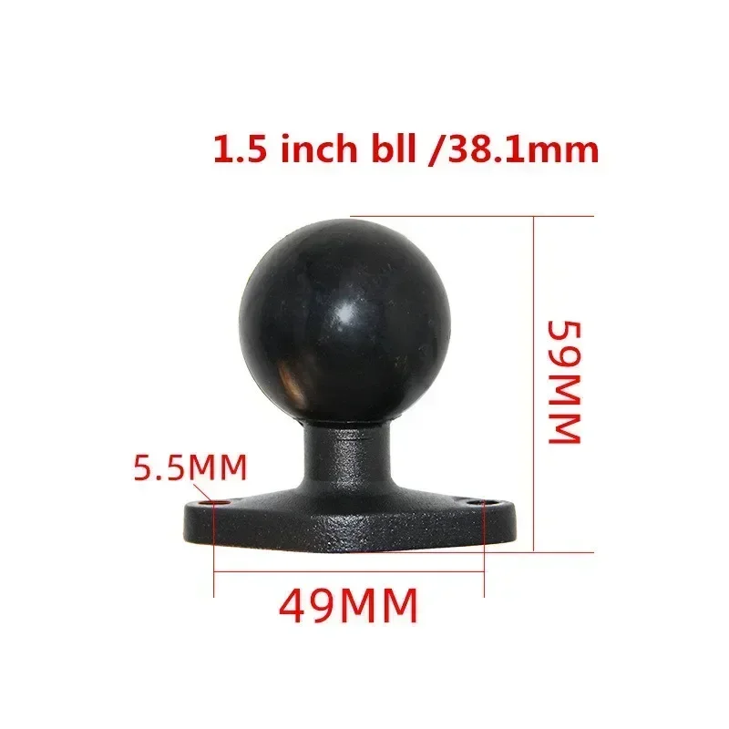 고프로 카메라 핸드폰용 고무 볼 마운트, 알루미늄 오토바이 라운드 스퀘어 마운팅 베이스, 1 인치 또는 1.5 인치