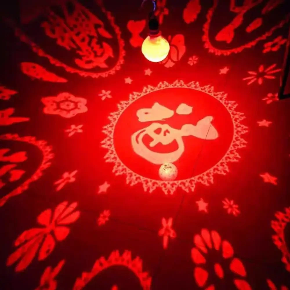 Red Color Changing New Year Lantern Rotating Colorful Chinese Fuzi Light Bulb Automatic Self Flashing Atmosphere Lamp Home Decor