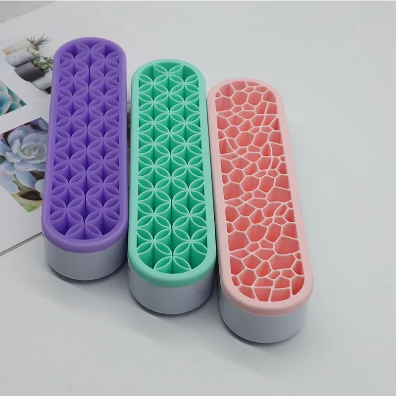 

Shelf Makeup Brush Holder Nail Pen Holder Display Stand Rack Brush Storage Case Silicone Organizer Drying Shelf For Makeup Brush