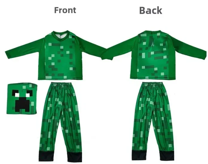 بدلة My Kids World التأثيرية أزياء الهالوين للأولاد والبنات ملابس فيلم ثلاثية الأبعاد Steve Creeper Stage Diamond Armor Bodysuit