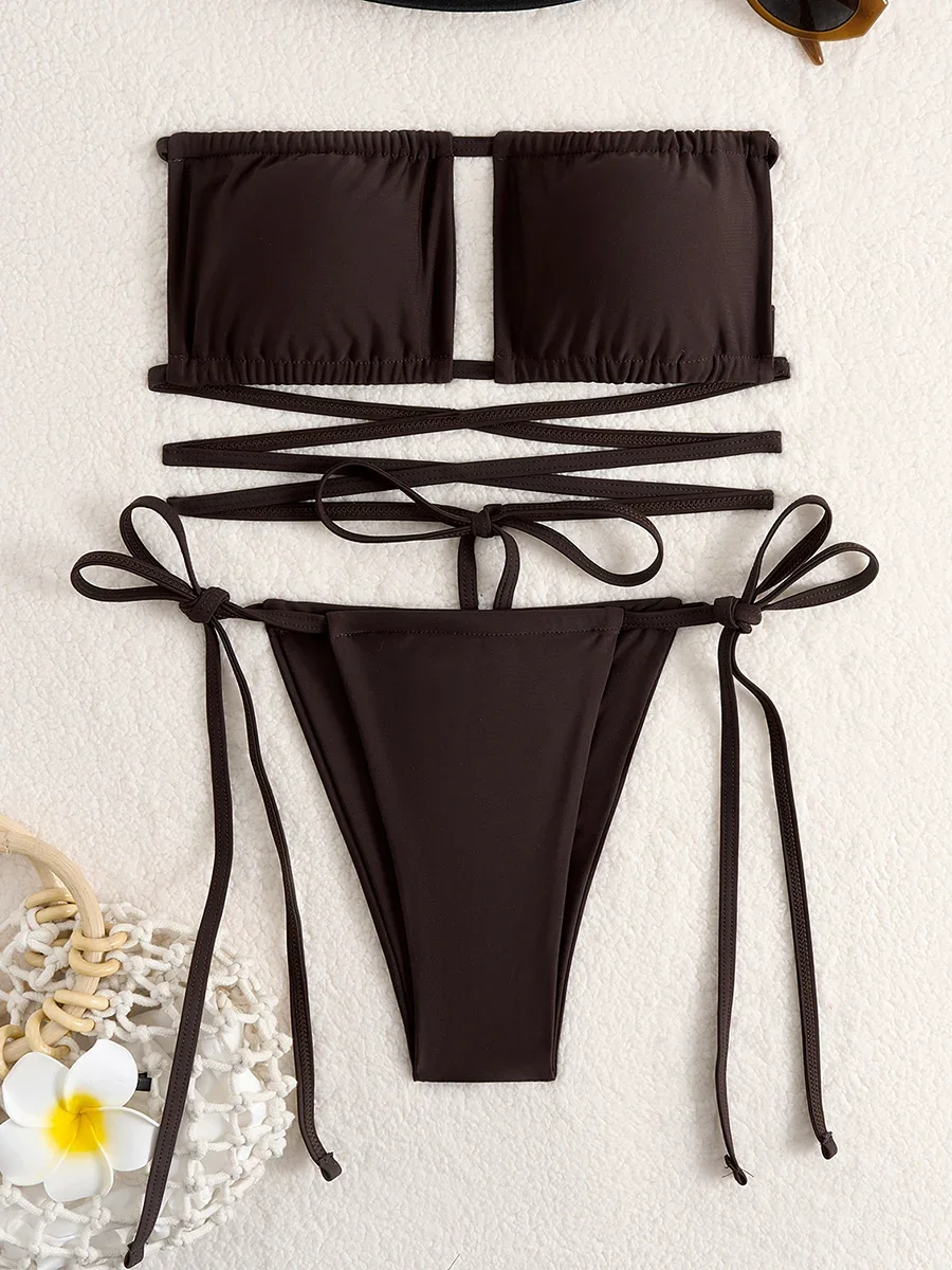 Bikini de leopardo Sexy 2025, traje de baño con cordón para mujer, traje de baño brasileño para mujer, bañadores sólidos, traje de baño, ropa de playa