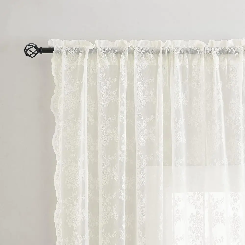 Detail of the rod pocket header on the sheer curtains