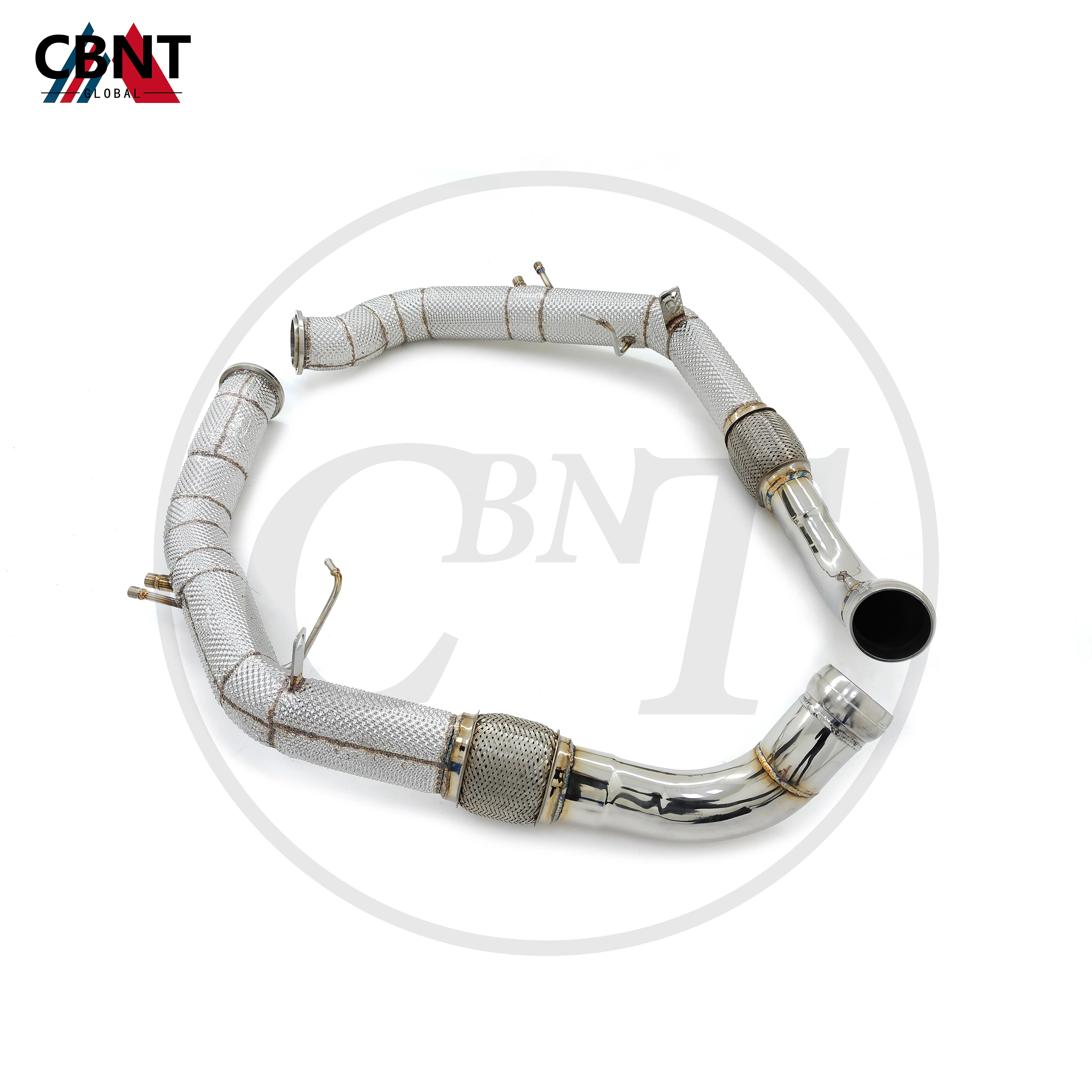 Tubo di scarico CBNT per Porsche Panamera 971 2.9T 4.0T 2019-2023 tubo anteriore di scarico con scudo termico SS304 Tuning sistemi di scarico