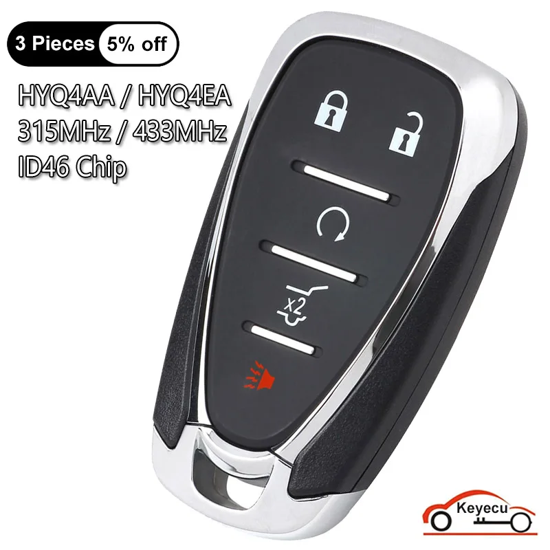 KEYECU 5 Btns 315 MHz 433 MHz ID46 Chip dla Chevrolet Traverse Blazer Trailblazer Equinox Auto Smart Remote Key Fob HYQ4AA HYQ4EA