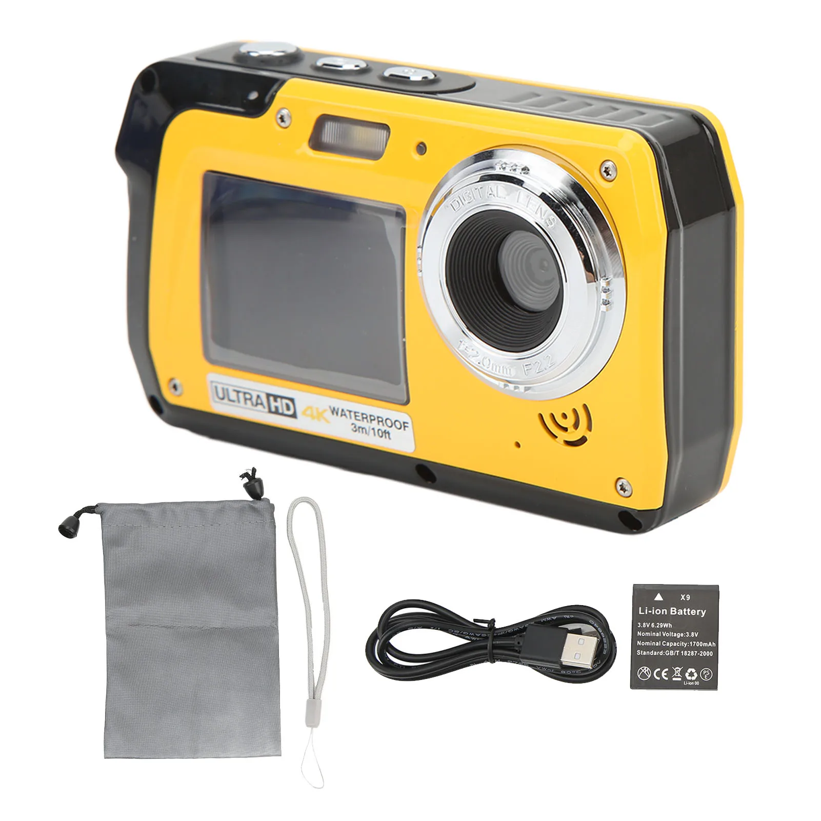

4K 56MP Video Recorder 4K 56MP Dual Screen Digital Camera 18X Digital Zoom 10ft Waterproof Underwater Video Camera for Outdoor