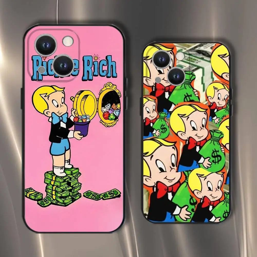 

Cartoon Richie Rich Phone Case For iPhone 16,15,14,13,12,11,Pro,XS,Max,XR,Plus,E,SE4,Mini Black Soft Cover