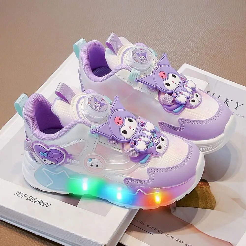 Sanrio Kuromi My Melody Kinder Led Licht Turnschuhe Kawaii Cartoon Mode Mädchen Casual Schuhe Kinder Antislip Sport Laufschuh