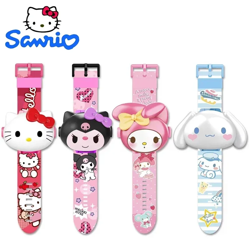 

Sanrio Toy Set 3D Projection Watch Hello Kitty Kuromi My Melody Anime Action Figure Figure Watch Flip Popular Kawaii Kids Gift