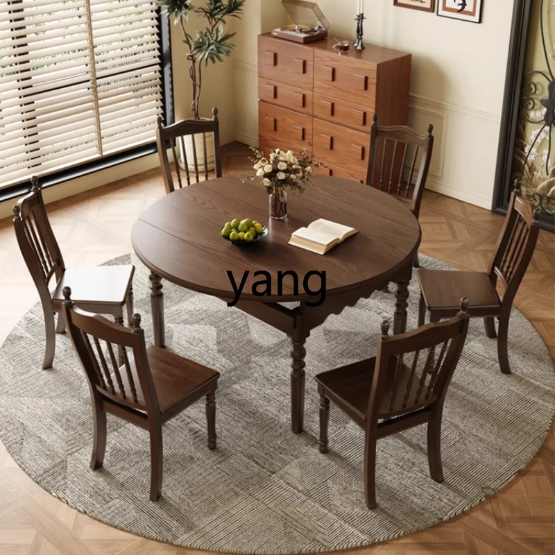 

LMM small apartment dining table antique retractable variable round table