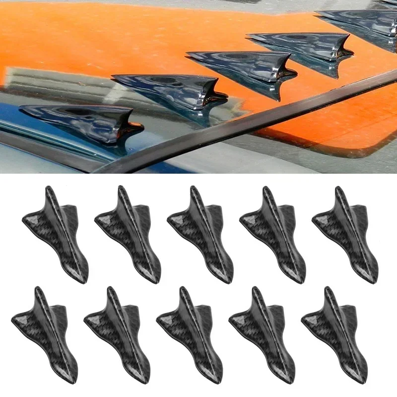 10Pcs Universal Rear Roof Shark Fins Spoiler Wing Kit Car Roof Spoiler Bumper Spoiler Shark Fin Diffuser Vortex Generator