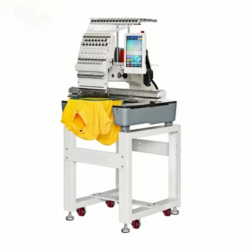 New Single-Head High Speed Computerized Touch Screen Embroidery Machine with Motor for Home Use on Clothing Hats Bags
