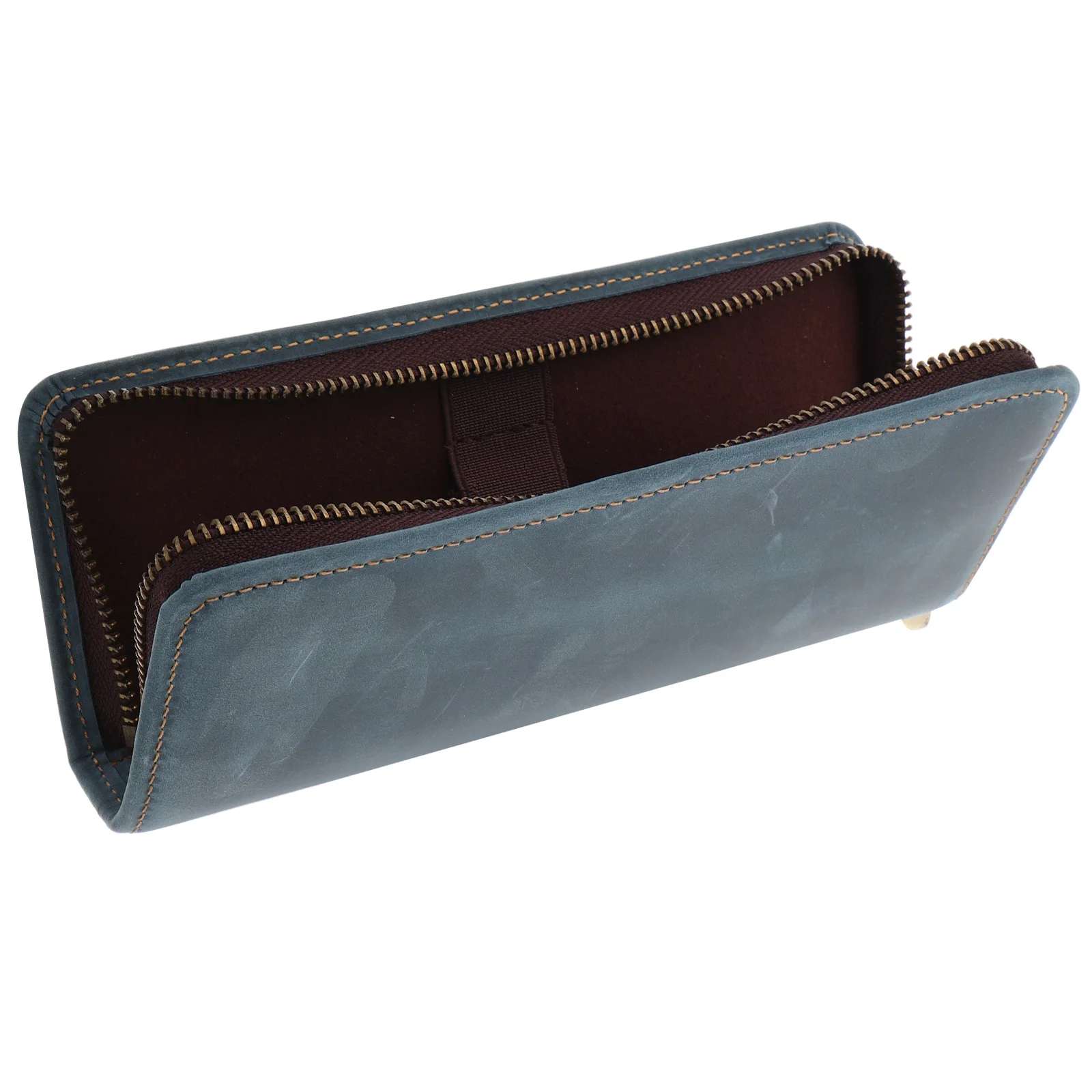 

Pencil Case Bag Roller Fountain Storage Holder Cowhide Blue Pouch