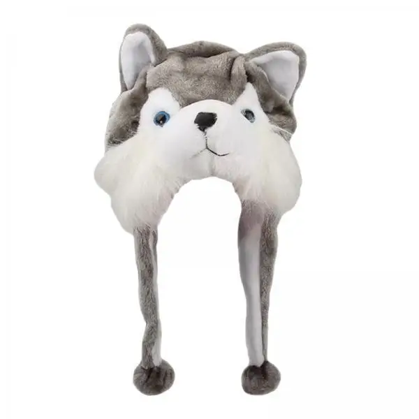 Plush Animal Hat Headdress Warm Winter Beanie Novelty Costume Hat for Halloween Cosplay Holiday Event