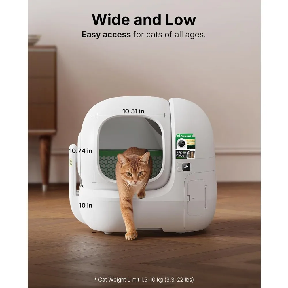 

XL Self Cleaning Cat Litter Box with AI Camera Facial Recognition 5G WiFi App Control Odor Free for Large Cats, Customized