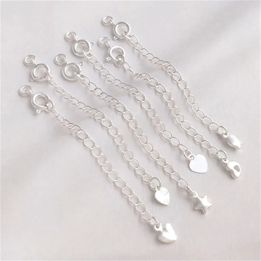 

Silver Spring Buckle Tail Chain Copper Plated Thick Silver Extension Chain DIY Bracelet Necklace Closing Buckle Accessories B773