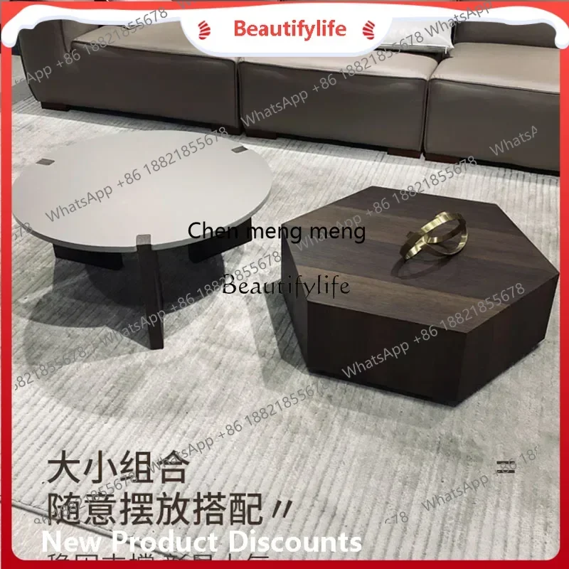 cn8350 New style New Italian minimalist inverted triangular square coffee table wabi-sabi wind with turntable edge table ss 8617