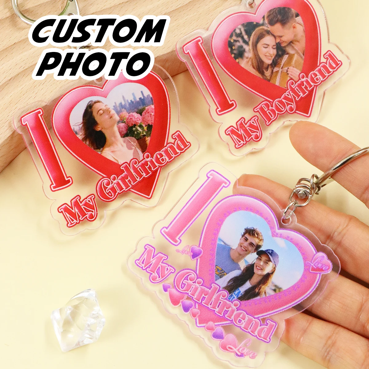 Chaveiro Personalizado para Casais - Com Fotos, Chaveiro Personalizado, Chaveiro Eu Amo Minha Namorada para Namorado, Dia dos Namorados, Casal