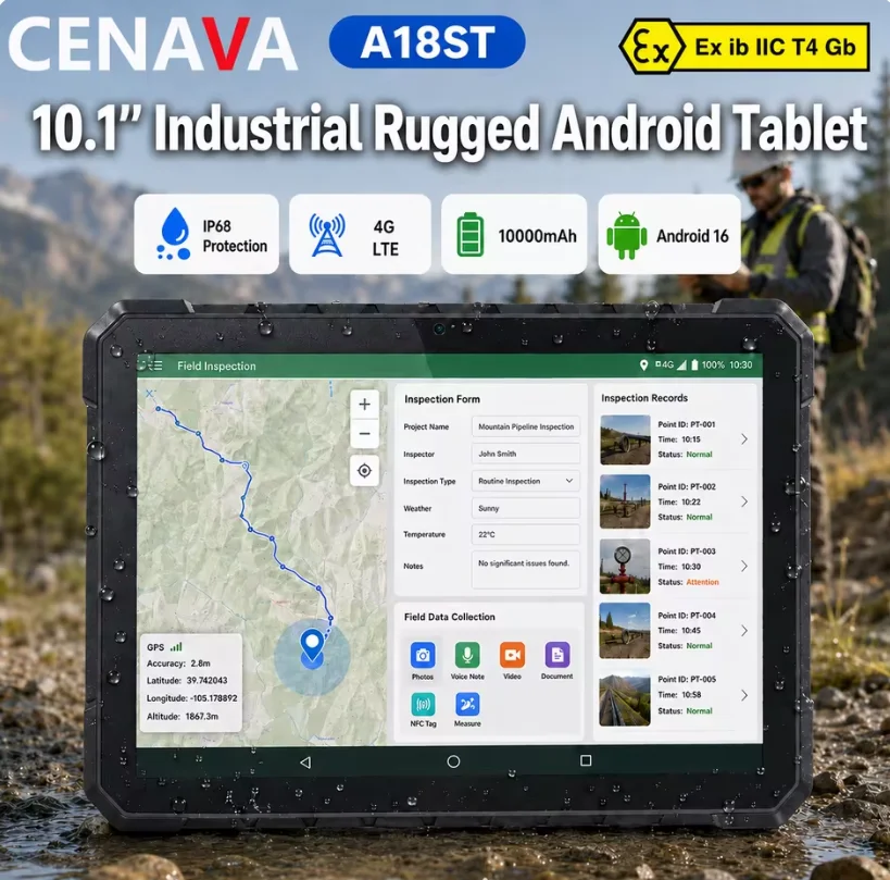 CENAVA A18ST 4G LTE MT8781 8-core rugged tablet Android 13 10.1″ 1920*1200 IPS 12G RAM 256G ROM dual cameras WiFi BT5.0 10000mAh